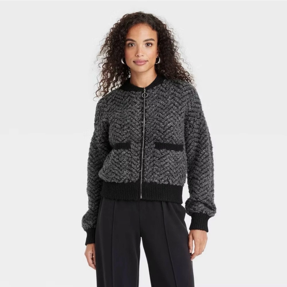 A New Day Women's Charcoal Lady Bomber Jacket‎ Size Small